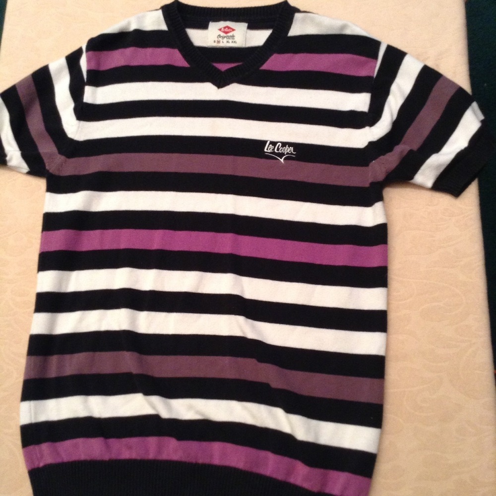 Womens Knit Top Size M Vneck Stripped Sweater Top Lee Cooper Originals BF100